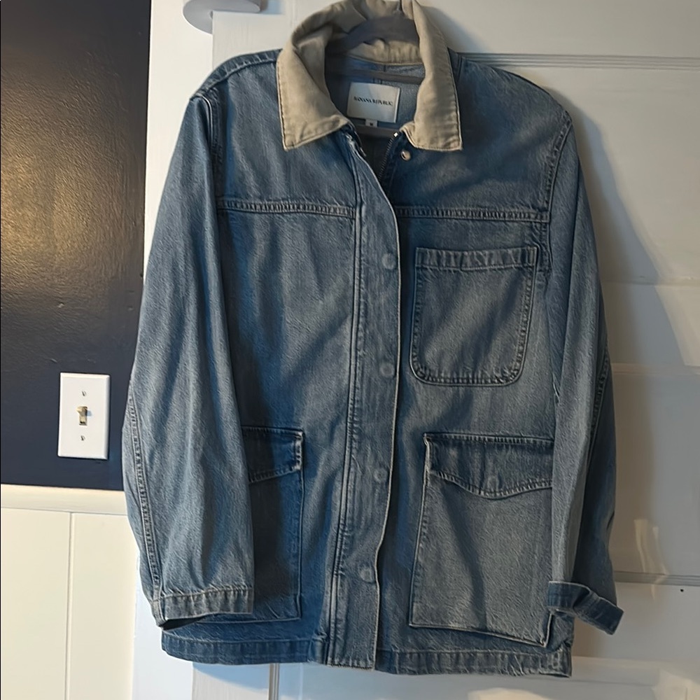 Banana Republic Denim Barn Jacket with Cream Collar